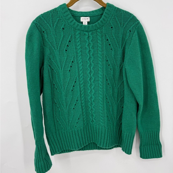 J.Crew Factory lambswool-blend cable-knit sweater in green. M - Picture 7 of 12